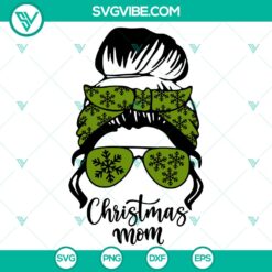 Christmas Mom SVG with Mom Life quote, Merry Christmas design. SVG for festive holiday crafting projects.