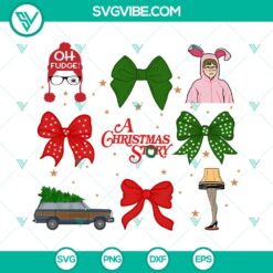 Christmas Ralphie Bunny Coquette Bow SVG | Cute Holiday Cut Files