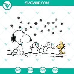 Christmas Snoopy and Friends SVG DXF EPS PNG files for holiday crafts featuring Snoopy, Woodstock, and Peanuts characters.