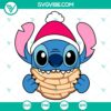 Christmas Stitch Concha SVG featuring Lilo & Stitch and Disney characters, perfect for holiday crafting projects.
