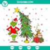Grinch dog Max wearing antler headband in Christmas tree shape SVG cut files for holiday crafts. Hilarious dog design for DIY projects.
