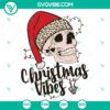 Skull with Christmas hat and scarf, SVG DXF EPS PNG files for holiday crafting projects.