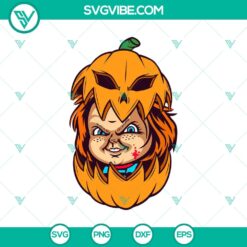 Creepy Chucky horror design inside pumpkin SVG, perfect for Halloween crafting projects.
