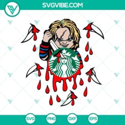 Chucky Killer Starbucks SVG - Creepy horror-themed Starbucks coffee design in SVG format.