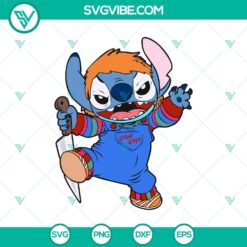 Chucky and Stitch crossover design for Halloween with horror and cute elements in SVG format for crafting.