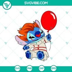 Clown IT Bubble x Stitch Halloween SVG featuring funny Stitch and Pennywise design. Ideal for Halloween crafting projects.