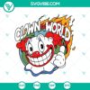 Colorful Clown World and Clown Fire cartoon SVG designs for digital use.