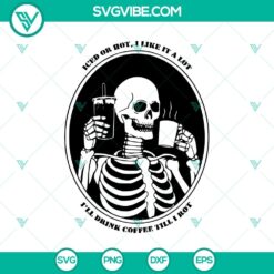 Coffee skull with skeleton design, Halloween themed SVG file for crafting projects.