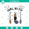 "Halloween SVG design with funny witches flying on brooms, perfect for spooky and horror-themed projects."