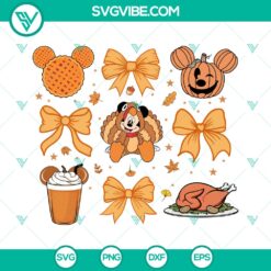 Coquette Bows Thanksgiving SVG featuring Disney fall holiday themes, perfect for crafting projects.