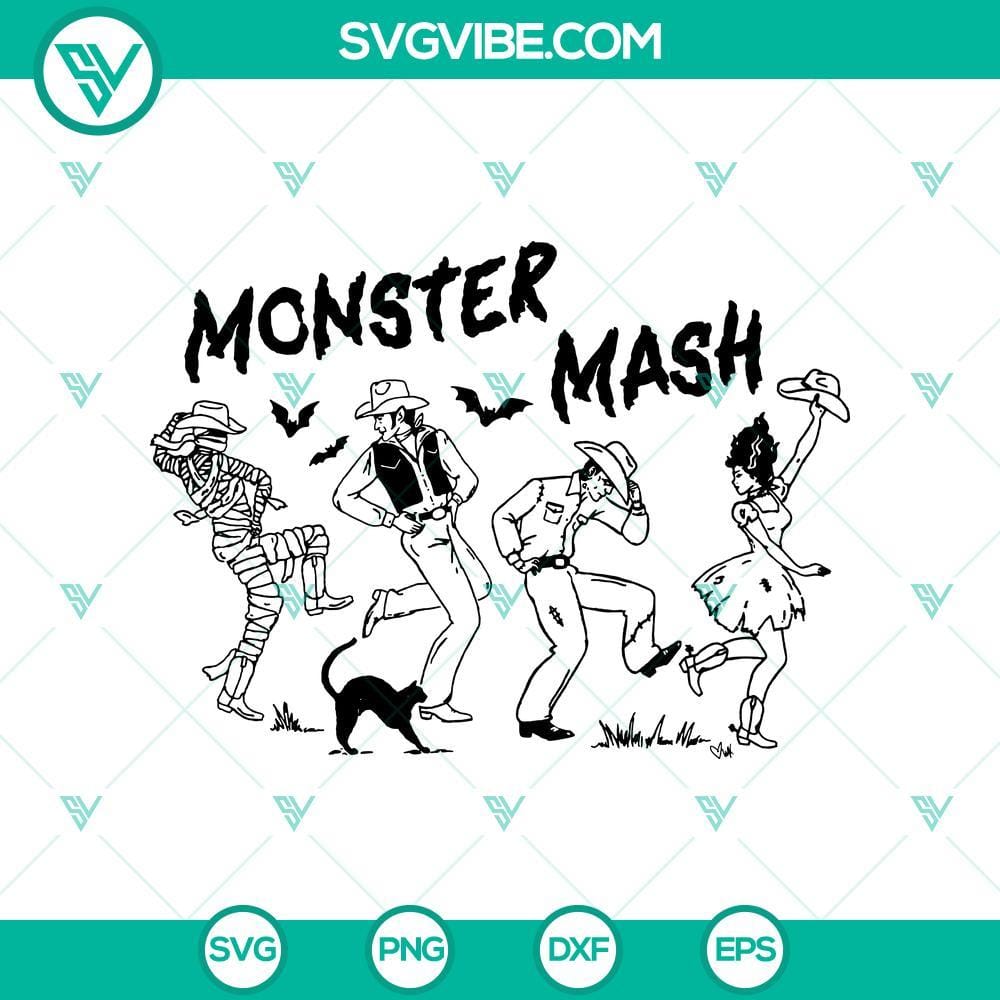 Cowboy Monster Mash SVG DXF EPS PNG Cut Files Cowboy Monster Mash Halloween SVG Cut File for Cricut & Silhouette, EPS PNG DXF Silhouette Design, digital download.