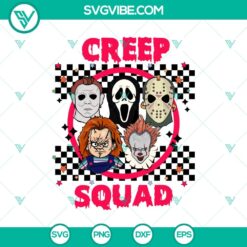 Creep Squad SVG featuring horror Halloween design for digital crafting projects.