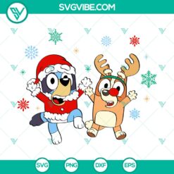 Bluey and Bingo Christmas SVG DXF EPS PNG files featuring adorable couple design. Ideal for holiday crafts and projects.