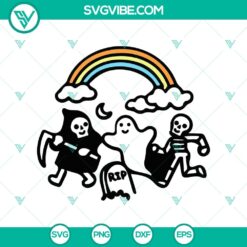 Funny Halloween SVG with cute ghost and skeleton design, ideal for crafting projects.