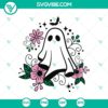 Cute ghost with floral design for Halloween SVG, featuring funny and adorable ghost character.