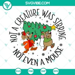 Cute Jaq and Gus mouse characters decorating a Christmas tree in SVG format, perfect for holiday crafting with Cinderella theme.