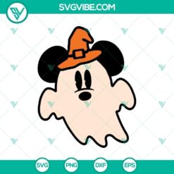 Disney Halloween SVG featuring a cute Mickey ghost wearing a witch hat, perfect for Halloween crafts.