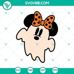 Adorable Minnie Ghost SVG with Disney Halloween theme, featuring Mickey And Minnie. Great for Halloween crafts.