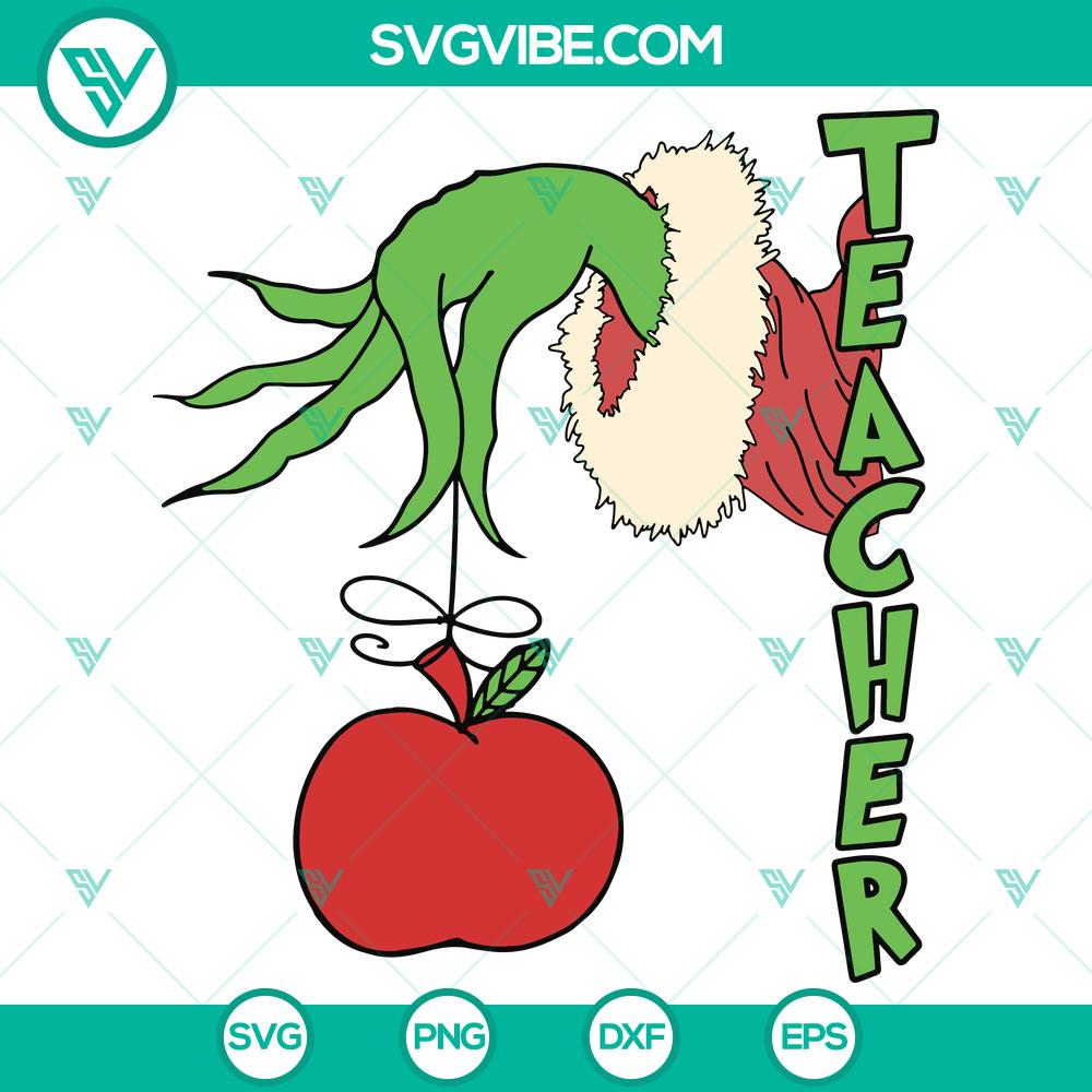 Cute Santa Grinch Teacher SVG DXF EPS PNG Files Santa Grinch teacher SVG with cute design perfect for holiday crafting projects. Available in DXF, EPS, PNG files for download.