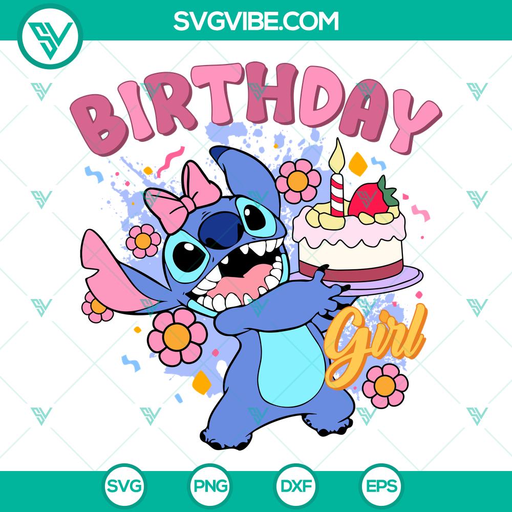 Cute Stitch Birthday Girl SVG | Disney Birthday Cut Files Cute Stitch Birthday Girl SVG with Disney-inspired design, perfect for birthday celebrations. Ideal for DIY projects and crafts.