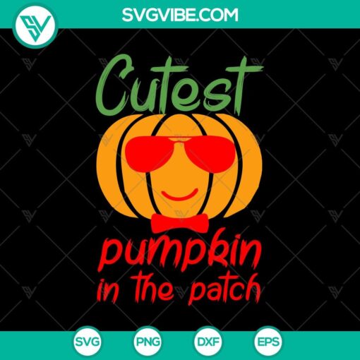 Halloween SVG design featuring "Cutest Pumpkin in the Patch" and spooky elements. Perfect for Halloween crafting projects.