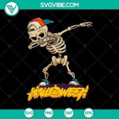 Spooky Halloween skeleton dabbing in a horror-themed SVG design for Halloween decor. Great for scary Halloween projects.