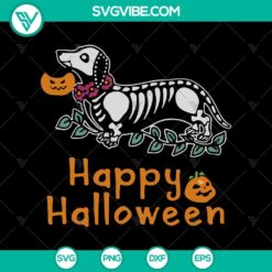 Dachshund Halloween SVG with happy dog in costume, perfect for Halloween crafts.