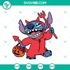Devil and Stitch Halloween themed SVG design with devil and Stitch characters perfect for crafts and DIY projects.
