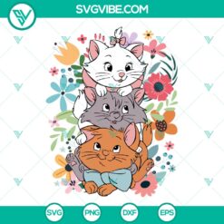 Disney Aristocats Floral SVG with cat cut files in flower theme design. Perfect for crafting projects.