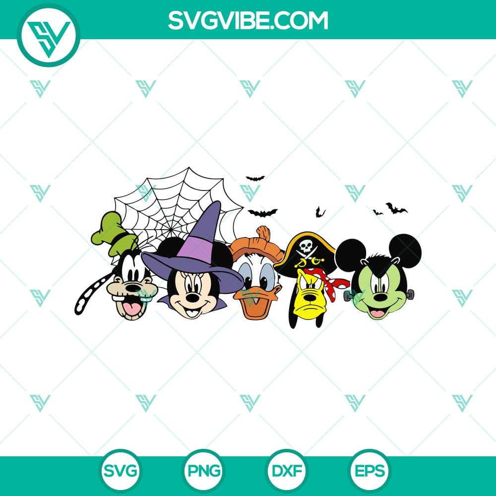 disney-characters-head-halloween-svg-disney-halloween-svg-mickey-halloween-svg.jpg Disney characters head Halloween SVG featuring Mickey Mouse, Minnie Mouse, and friends in spooky costumes. Great for Halloween crafting.