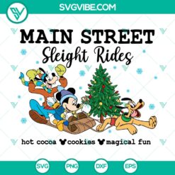 Disney Christmas Main Street Sleigh Rides SVG DXF EPS PNG: Festive, vintage-inspired Christmas design with a nostalgic touch, perfect for holiday crafting projects.