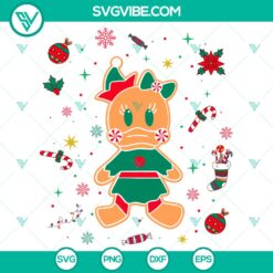 Disney Daisy Duck Christmas gingerbread design in SVG, DXF, EPS, PNG for holiday crafts and decorations.