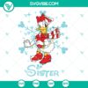Disney Daisy Sister Christmas SVG featuring adorable family Christmas cut files with cute Disney characters in festive attire.