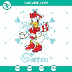 Disney Daisy Sister Christmas SVG featuring adorable family Christmas cut files with cute Disney characters in festive attire.