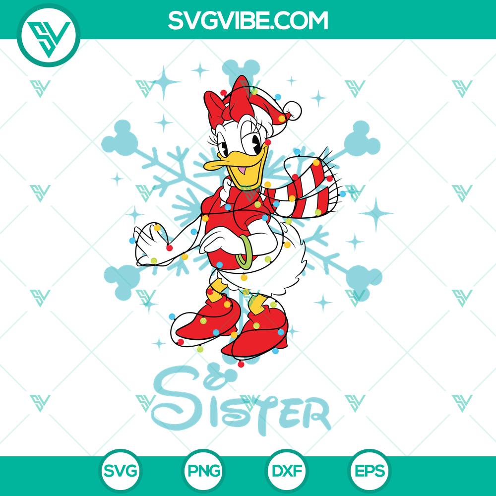 Disney Daisy Sister Christmas SVG | Cute Family Christmas Cut Files Disney Daisy Sister Christmas SVG featuring adorable family Christmas cut files with cute Disney characters in festive attire.