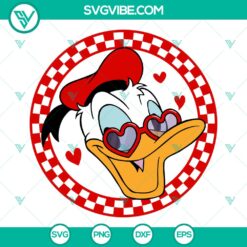 Disney Donald Duck checkered Valentine SVG featuring funny love cut files for valentine's crafting projects.