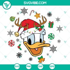 Disney Donald Duck Merry Christmas SVG DXF EPS PNG Files - Festive Disney design with Donald Duck, ideal for holiday crafts and projects.
