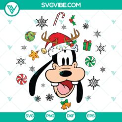 Disney Goofy Merry Christmas SVG DXF EPS PNG files with festive and cheerful holiday design elements for crafting projects.