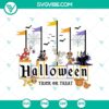 Disney Halloween SVG with popular characters like Mickey Mouse, Minnie, and Goofy for Halloween decorations and crafts.