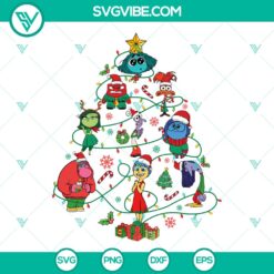 Disney Inside Out 2 Friends Christmas SVG design featuring characters from Pixar's holiday cut files, perfect for festive crafting projects.