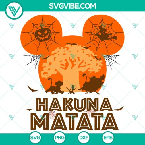 Disney Lion King Hakuna Matata themed digital files in SVG, DXF, EPS, and PNG formats for crafts and printing.