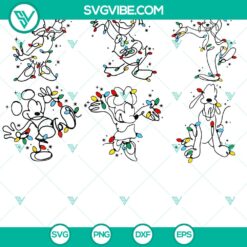 Disney Mickey Friends Christmas Lights SVG Bundle | Holiday Cut Files