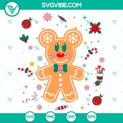 Disney Mickey Mouse Christmas gingerbread design SVG DXF EPS PNG file for holiday crafts.