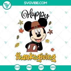 Disney Mickey Mouse Happy Thanksgiving SVG | Family Thanksgiving Cut Files