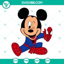 Disney Mickey Mouse Spider-Man SVG cut files, superhero mashup design. Ideal for crafts, t-shirts, and other projects.