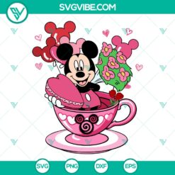 Disney Mickey Valentine Balloon Tea Cup SVG | Cute Love Cut Files