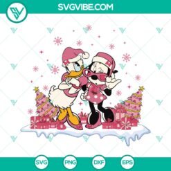 Disney Minnie and Daisy Pink Christmas SVG featuring girly holiday cut files for crafting projects.