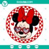 Disney Minnie Mouse Checkered Valentine SVG with sweet heart cut files, perfect for Valentine's Day crafts and projects.