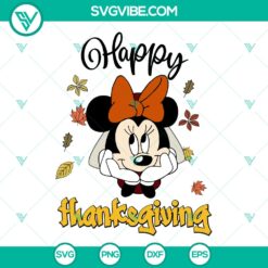 Disney Minnie Mouse Happy Thanksgiving SVG | Cute Fall Cut Files