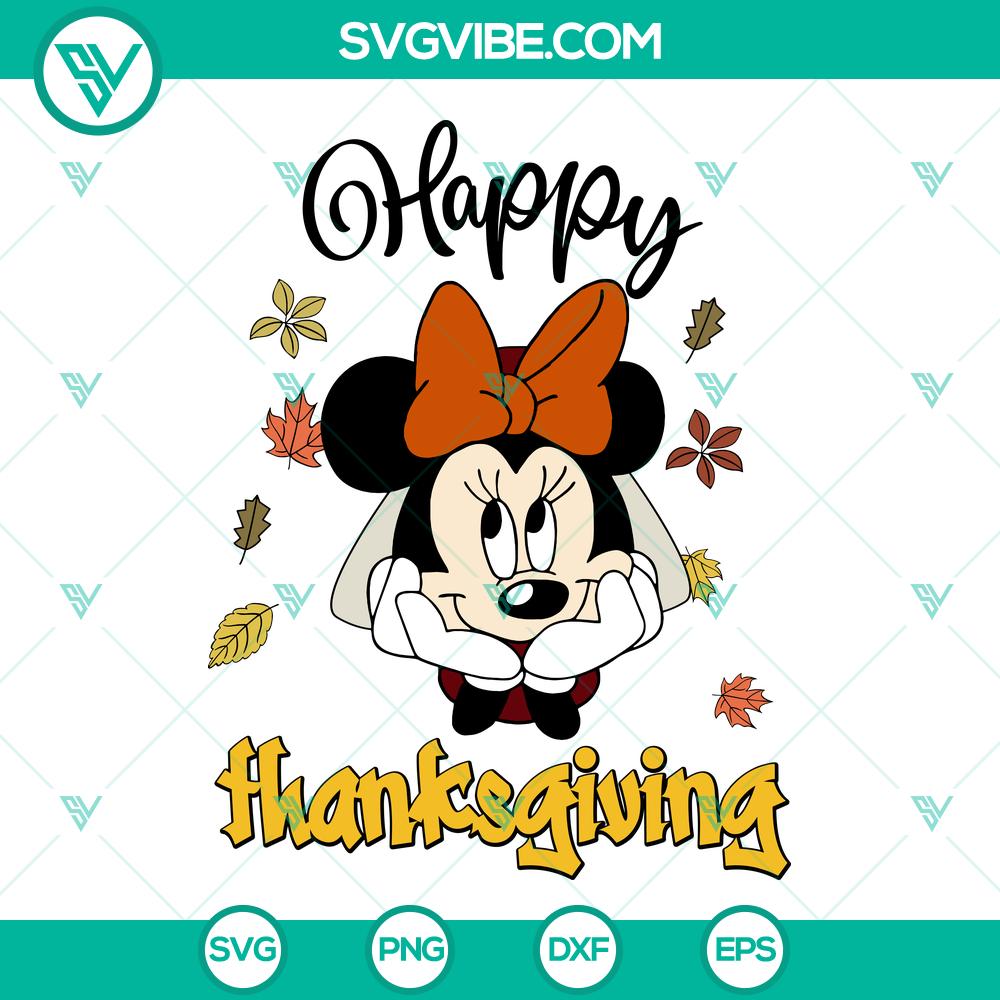 Disney Minnie Mouse Happy Thanksgiving SVG | Cute Fall Cut Files Disney Minnie Mouse Happy Thanksgiving SVG design with fall elements perfect for crafting. Cute cut files for holiday projects.